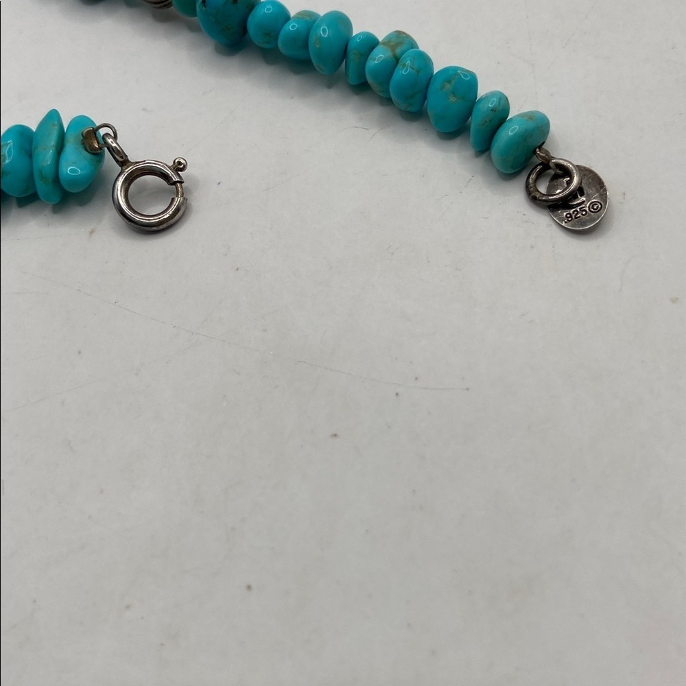 Carolyn Pollack Sterling Silver 925 Blue Turquoise Long Necklace 36”L Western - Picture 8 of 9
